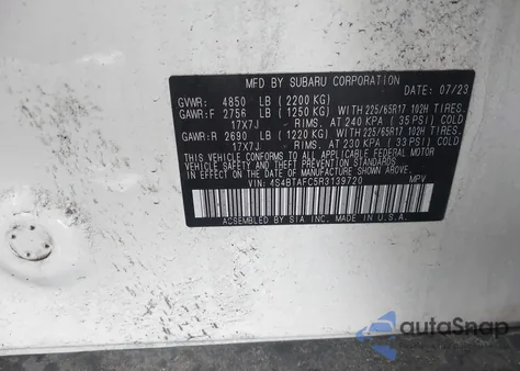 2024 Subaru Outback Premium from USA, damaged, VIN 4S4BTAFC5R3139720